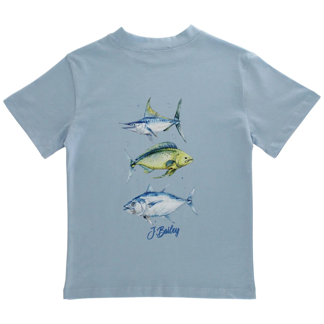 J. Bailey Logo Tee - Fish Trio on Bayberry - Persnickety Shop