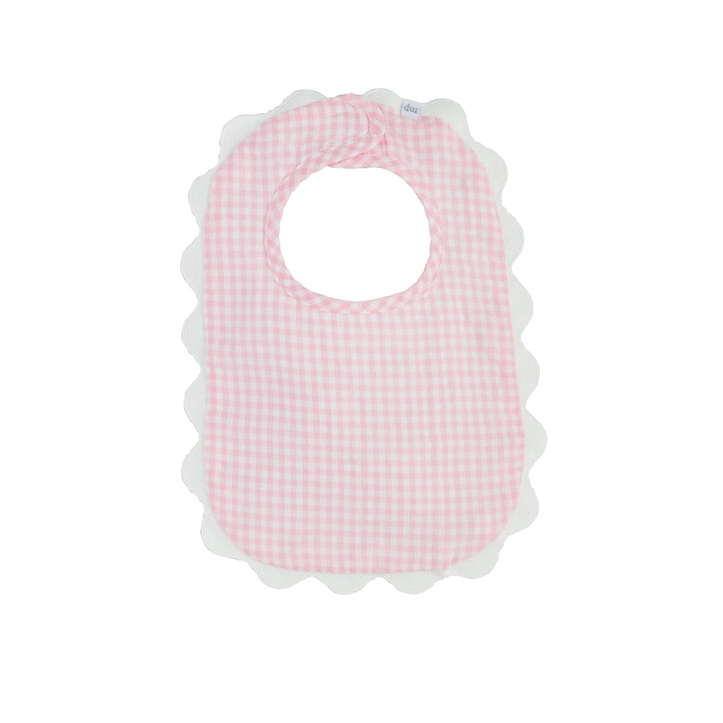 Pink Gingham Scallop Bib - Persnickety Shop
