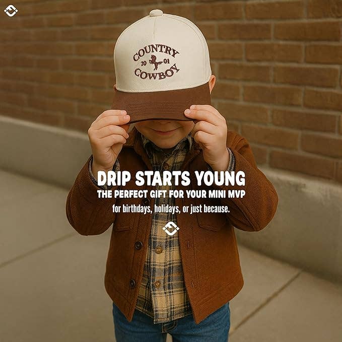 Kids/Baby Two Tone Vintage Cap: Country Cowboy - Brown/Beige: Teens (12-18 Years)