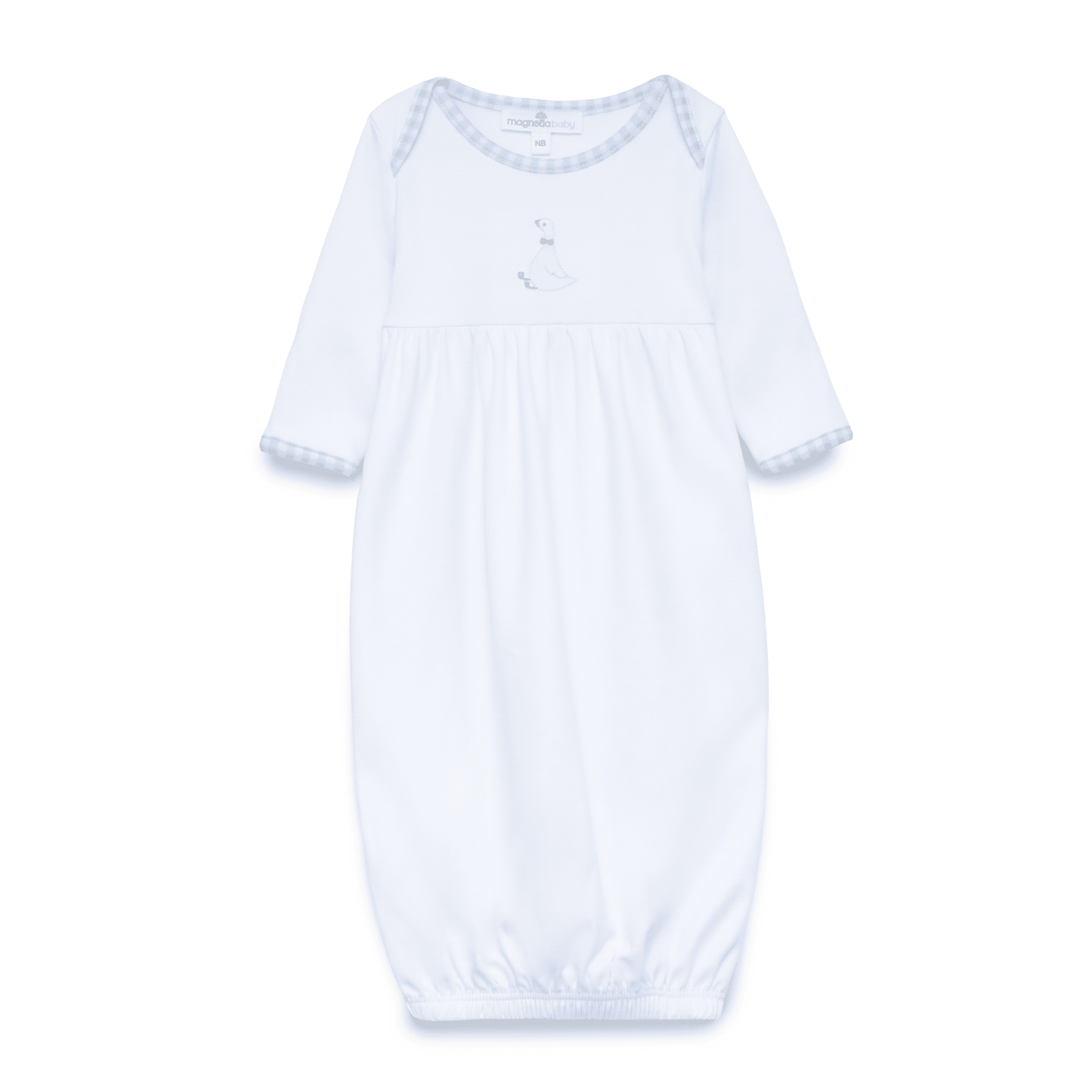 Magnolia Baby Silly Goose Gathered Gown - Light Blue - Persnickety Shop