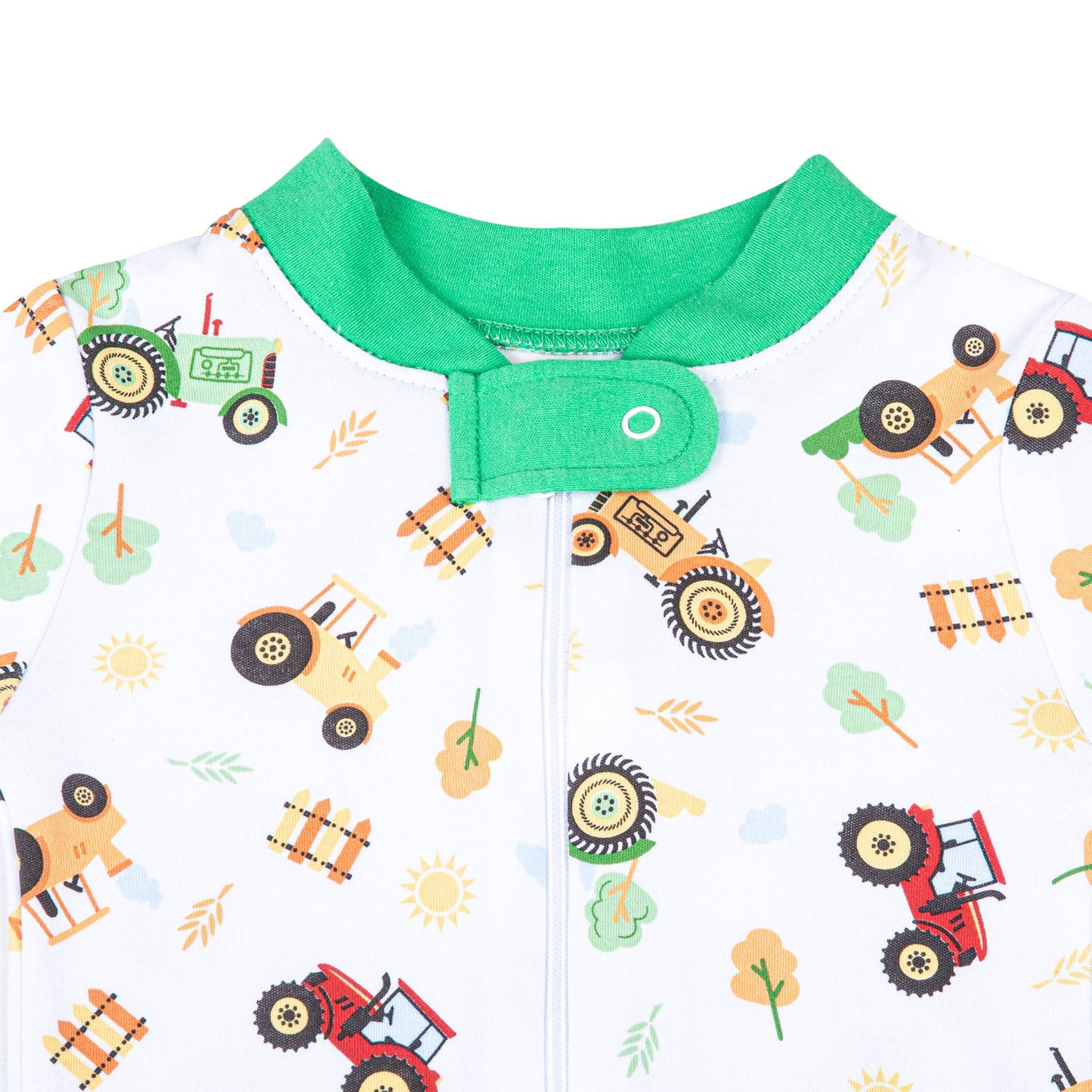 Tractor Time Green Zipper Pajamas: Green / 6M/MD - Persnickety Shop