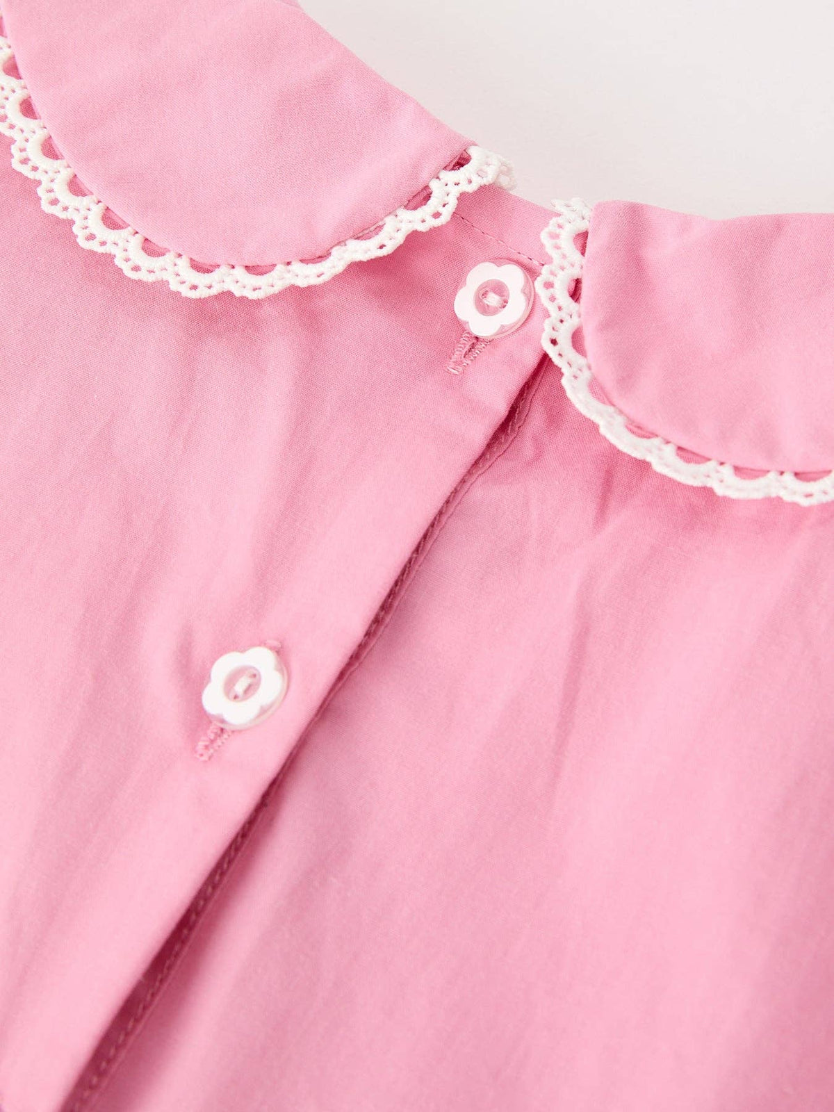 Fall Girls Pink Floral Embroidered Smocked Peter Pan Collar Dress: 3