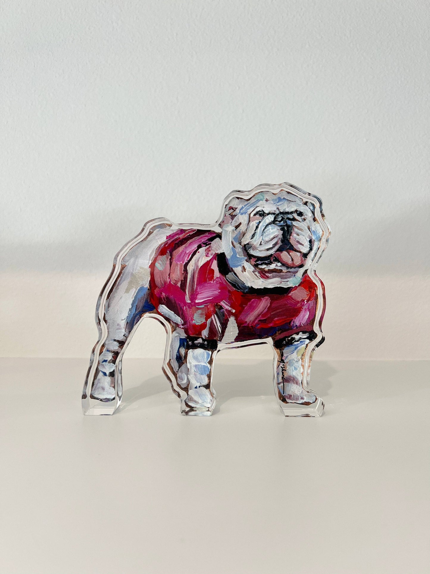 "Bulldog Red Shirt" acrylic shelfie: Large - Persnickety Shop