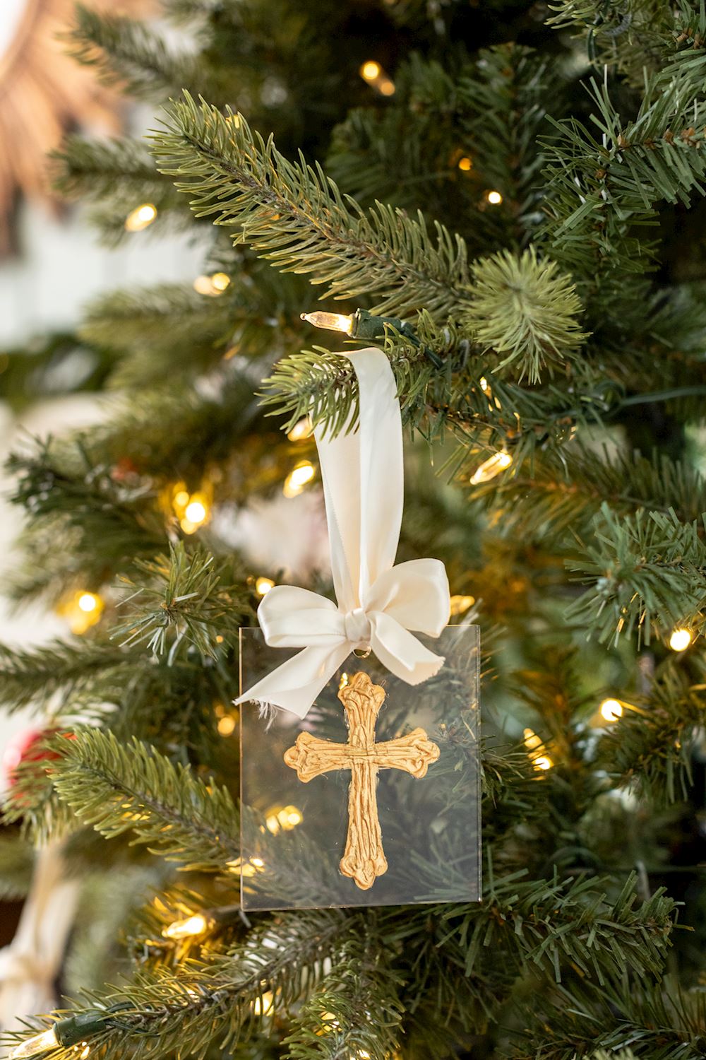 Gold Acrylic Cross Ornament - Persnickety Shop