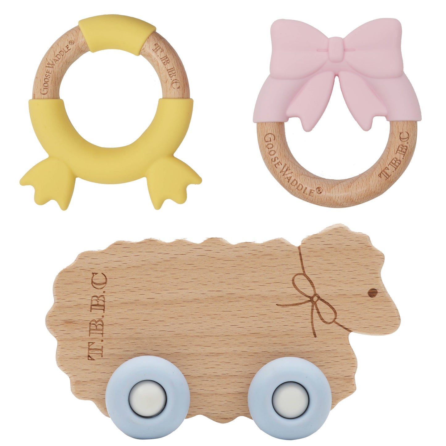 The Beaufort Bonnet Company Sheep w/ Blue Wheels Teether - Persnickety Shop
