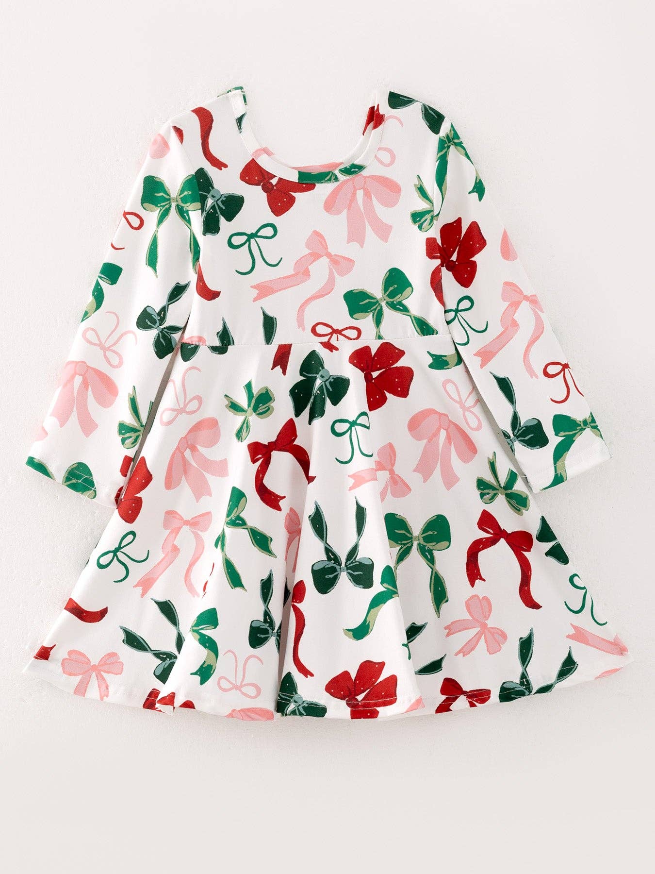 Girls Christmas Bow Print Dress: 2 - Persnickety Shop