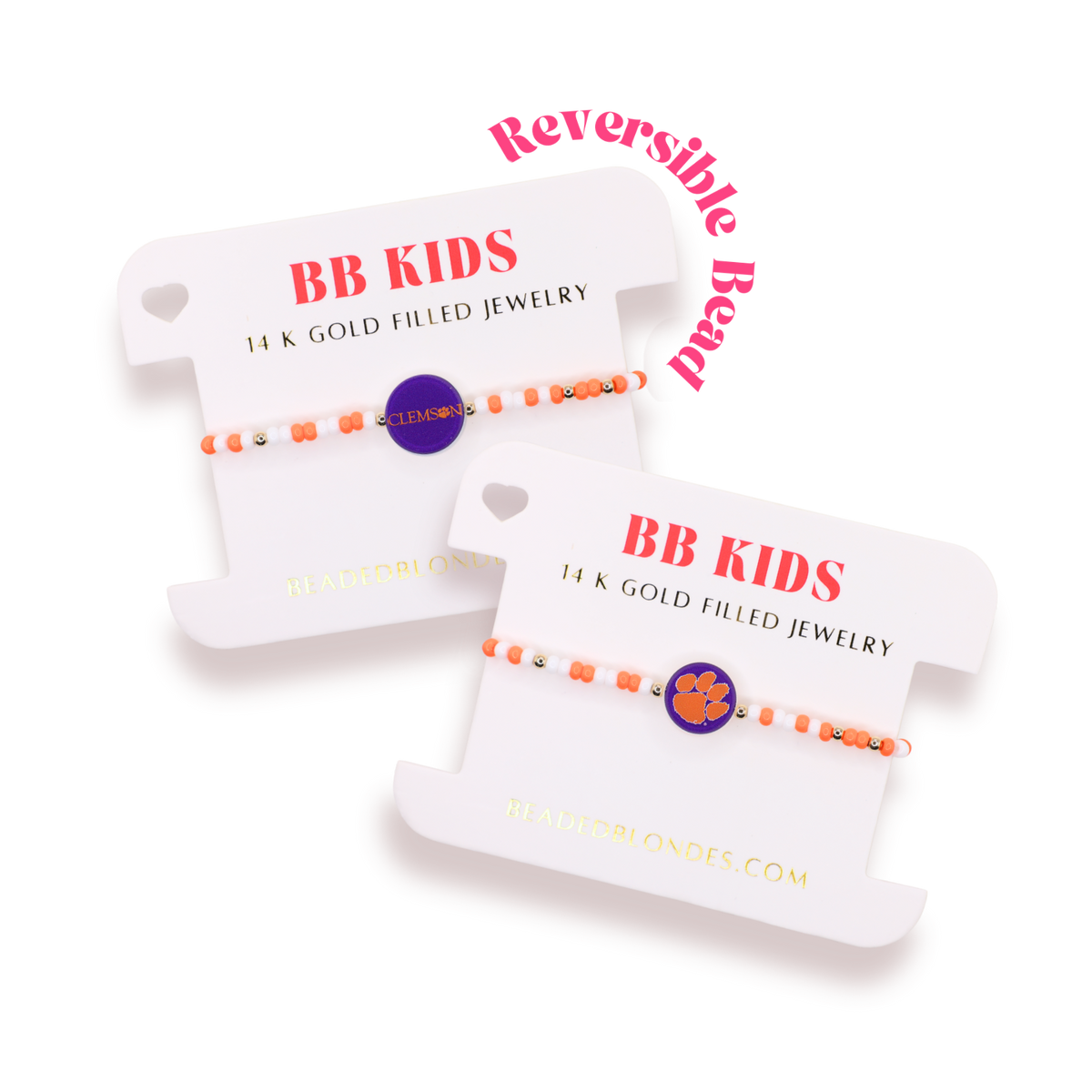 Clemson Logo Flip Bracelet on Color (Kids Size)