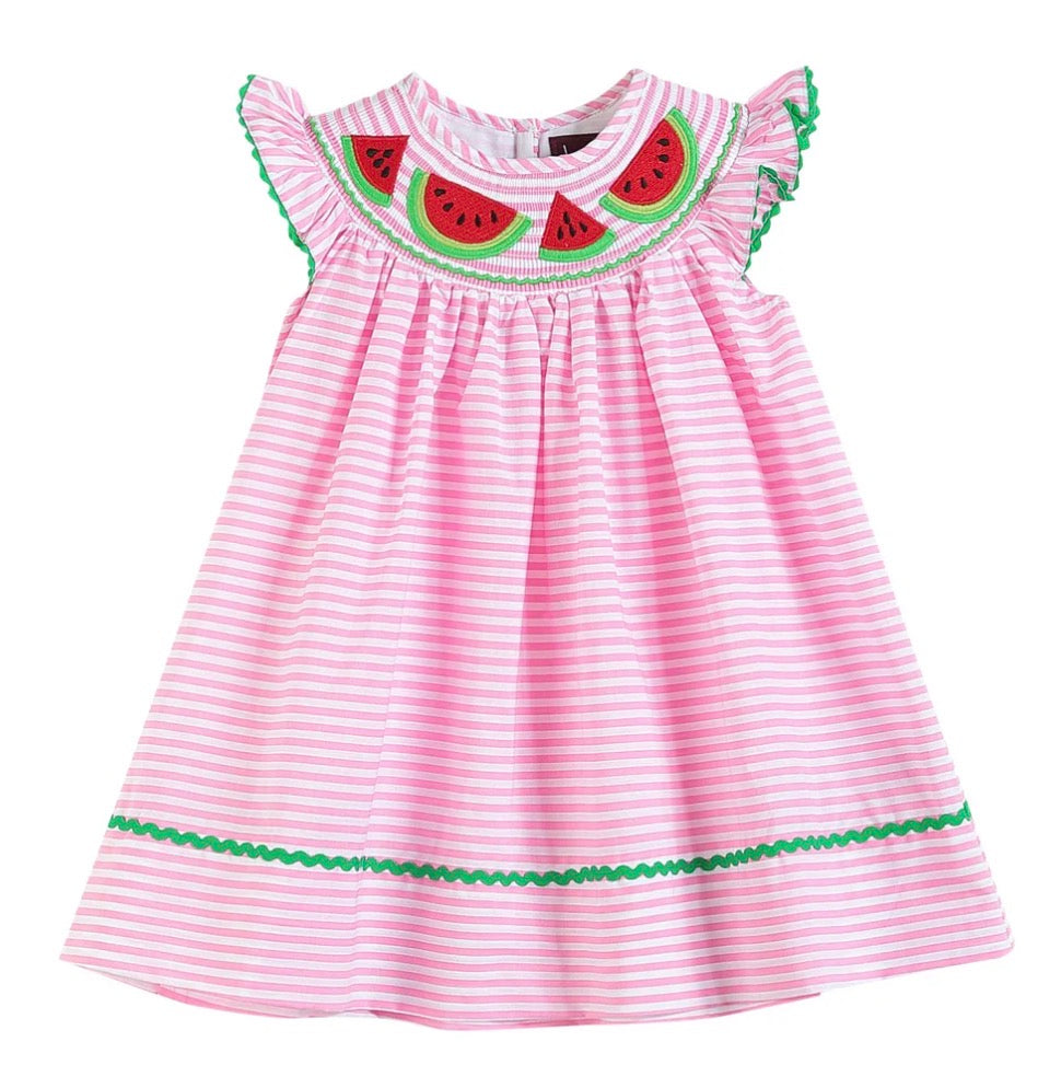Lil Cactus Pink Stripe Smocked Watermelon Dress - Persnickety Shop