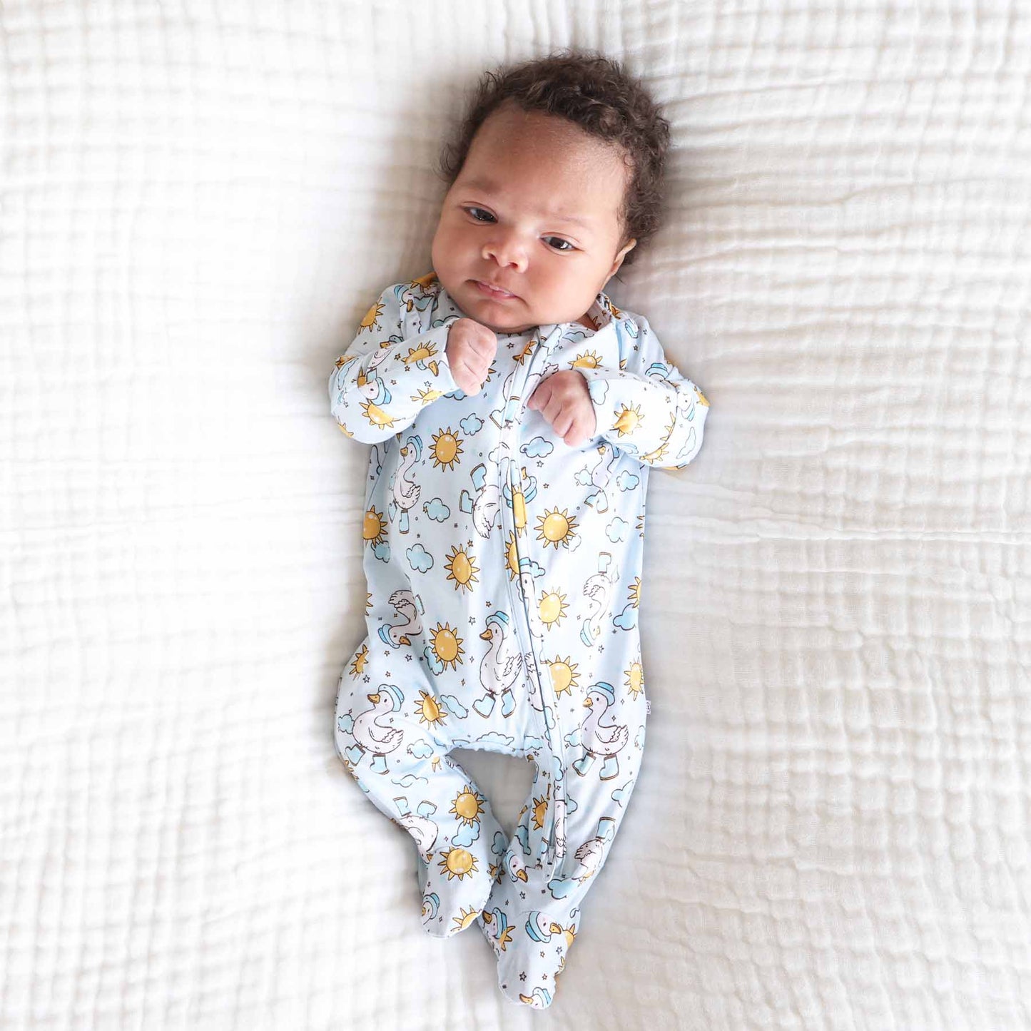 Silly Goose Zipper Footie | Blue: Silly Goose Blue / Newborn - Persnickety Shop