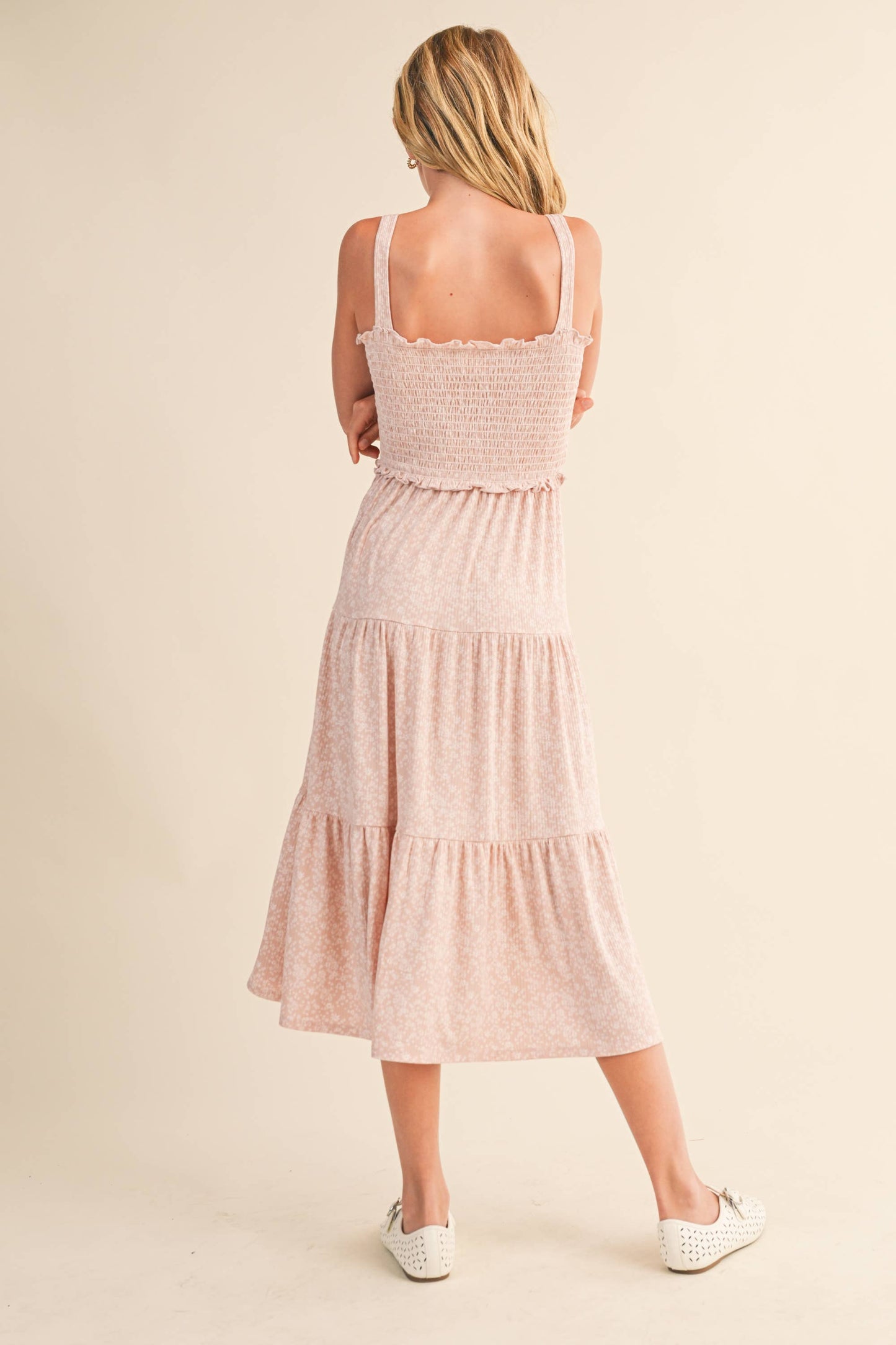 TWEEN GIRLS KIDS SMOCKED TIERED MIDI DRESS (7-12): 7 - Persnickety Shop