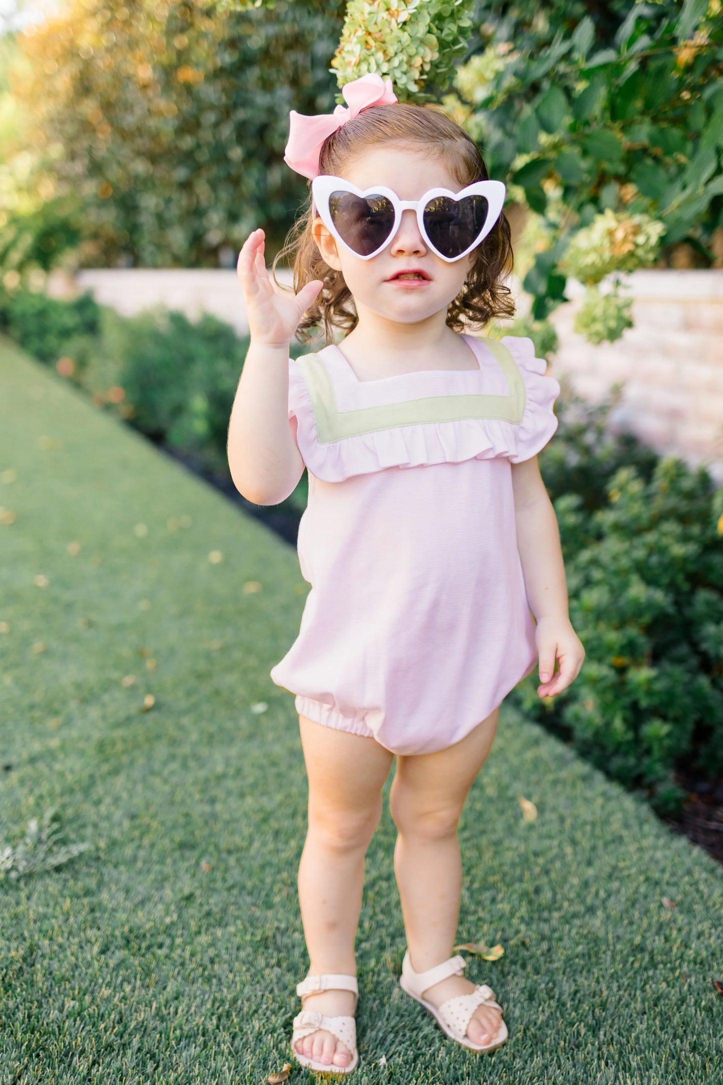 THE PROPER PEONY Pink with Green Stripe Girl Bubble