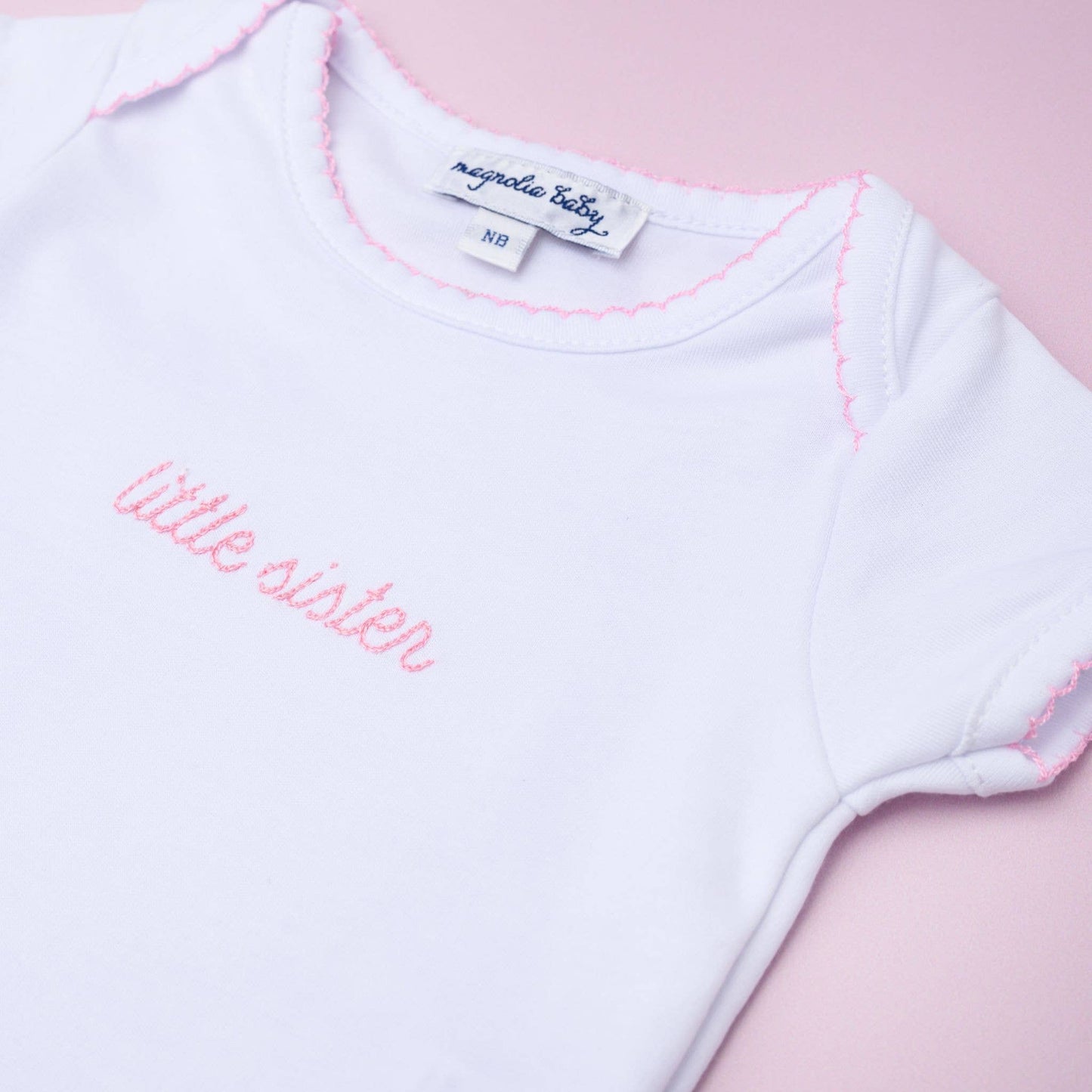 Little Sister Embroidered Short Sleeve Bodysuit: 3 Months - Persnickety Shop