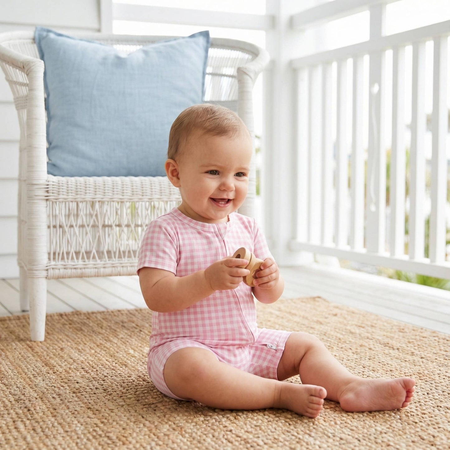 Sugar Gingham Short Sleeve & Shorts Bamboo Sleeper
