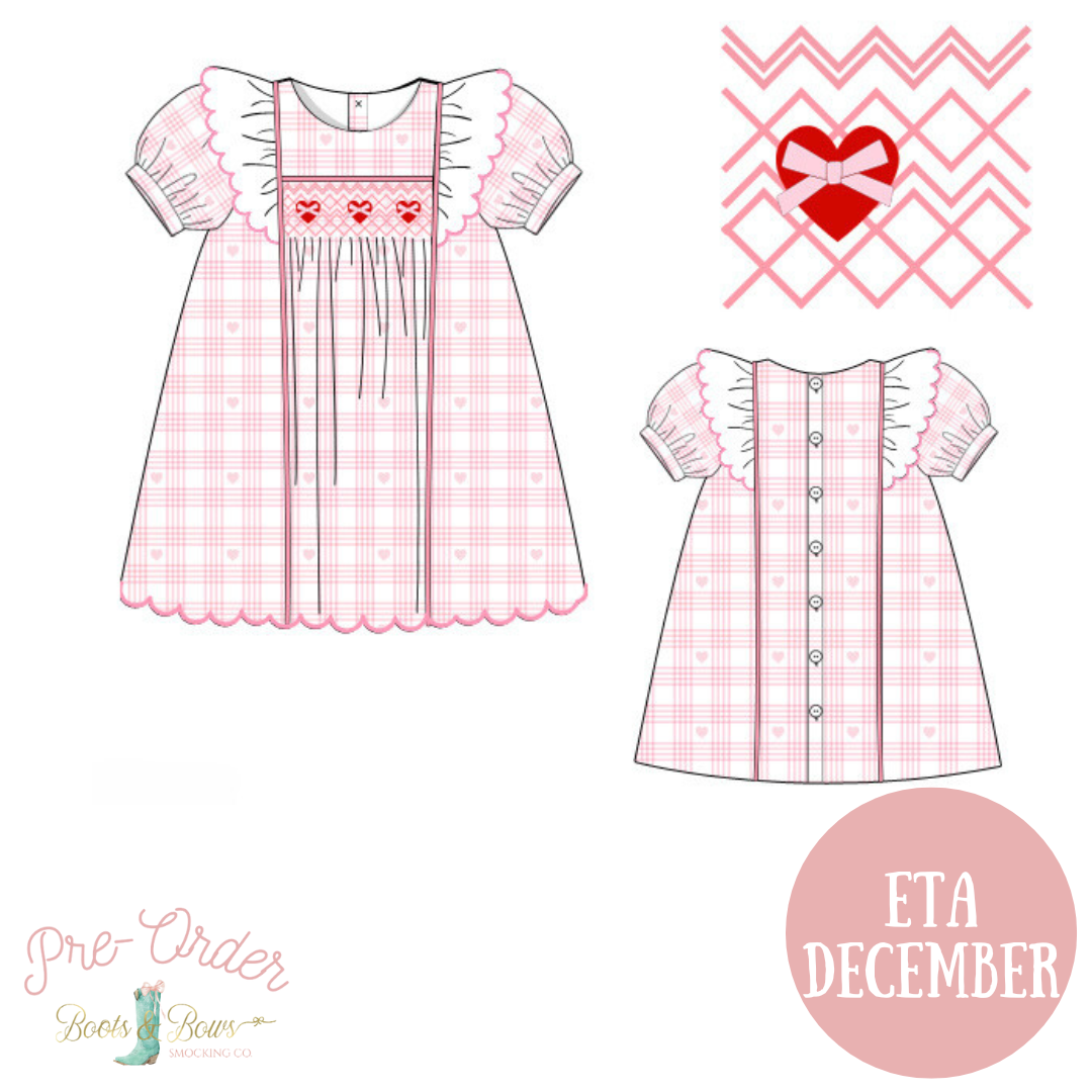 Girls Smocked Lattice Hearts & Bows Dress - Persnickety Shop