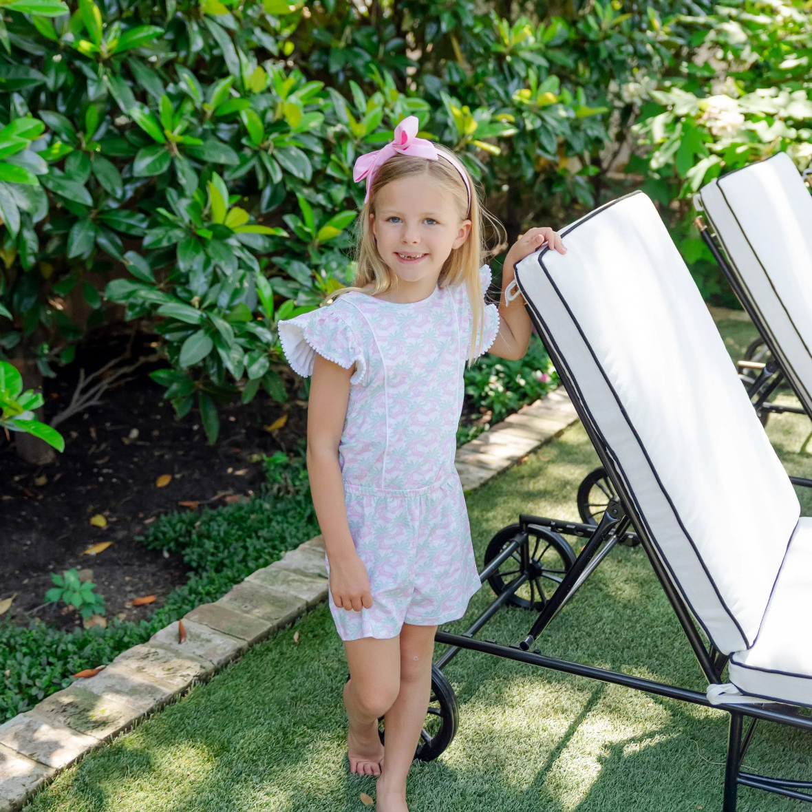 RAE GIRLS' ROMPER - POOLSIDE PALMS - Persnickety Shop