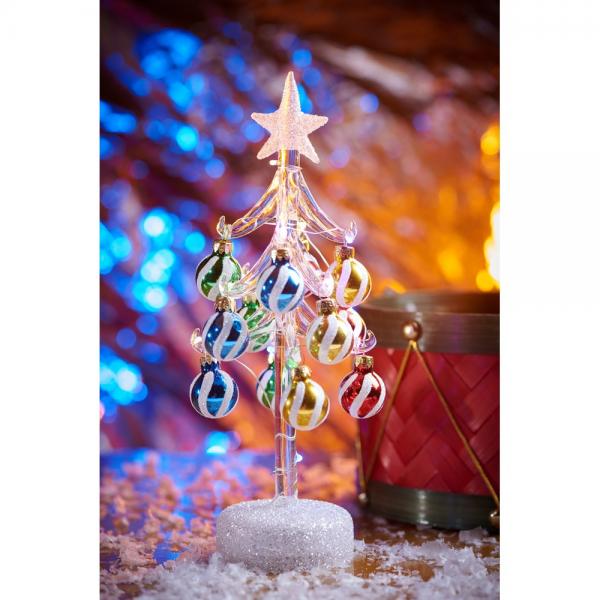 Clear Glass LED Tree 10 Inch with Swirl Ornaments - Persnickety Shop