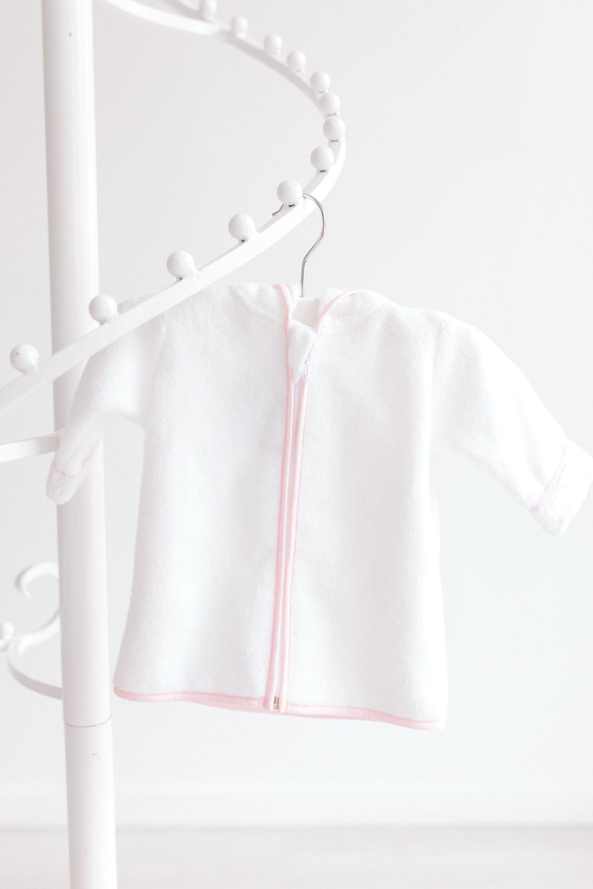 Terry Tots Baby Bathrobe – White with Pink Dots