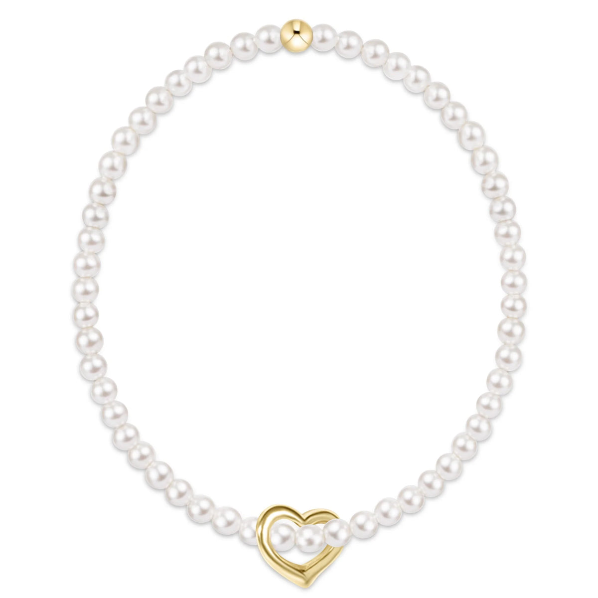 Enewton egirl classic pearl 3mm bracelet - love gold charm