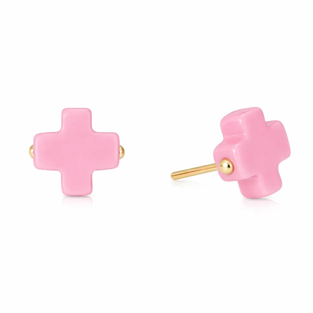 Enewton signature cross studs - bright pink