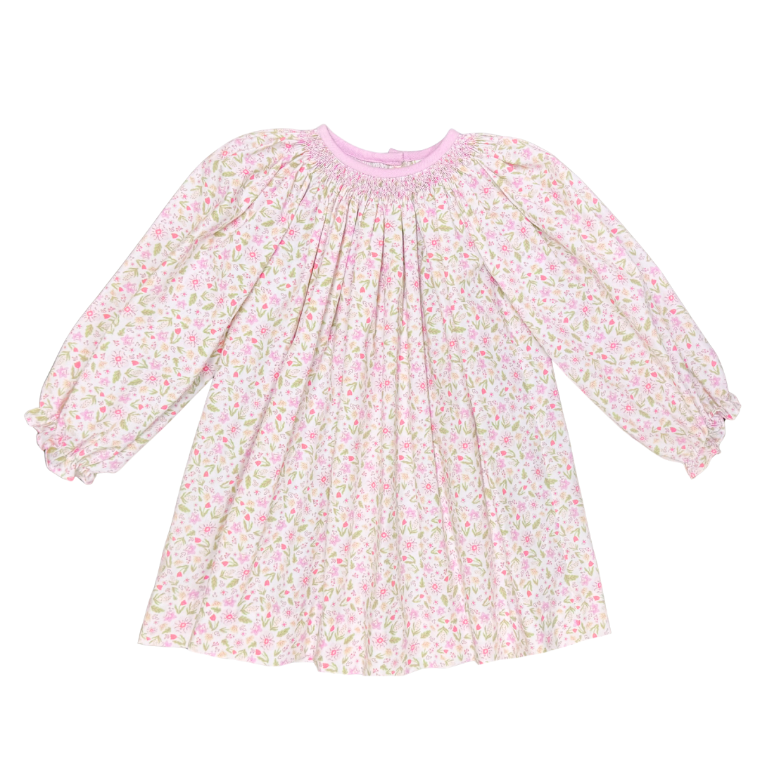 Zuccini PEACH & PINK GARDEN BILLIE BISHOP DRESS, PEACH AND PINK GARDEN PRINT