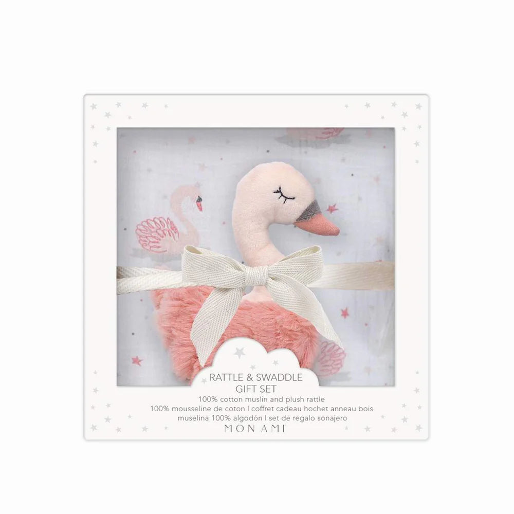 Mon Ami French Swan Blanket & Rattle Gift Set - Persnickety Shop