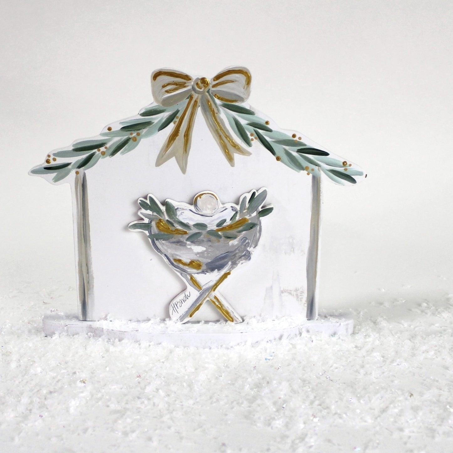 "Away in a Manger" Christmas Art 10x2x8" by Tracie - Persnickety Shop