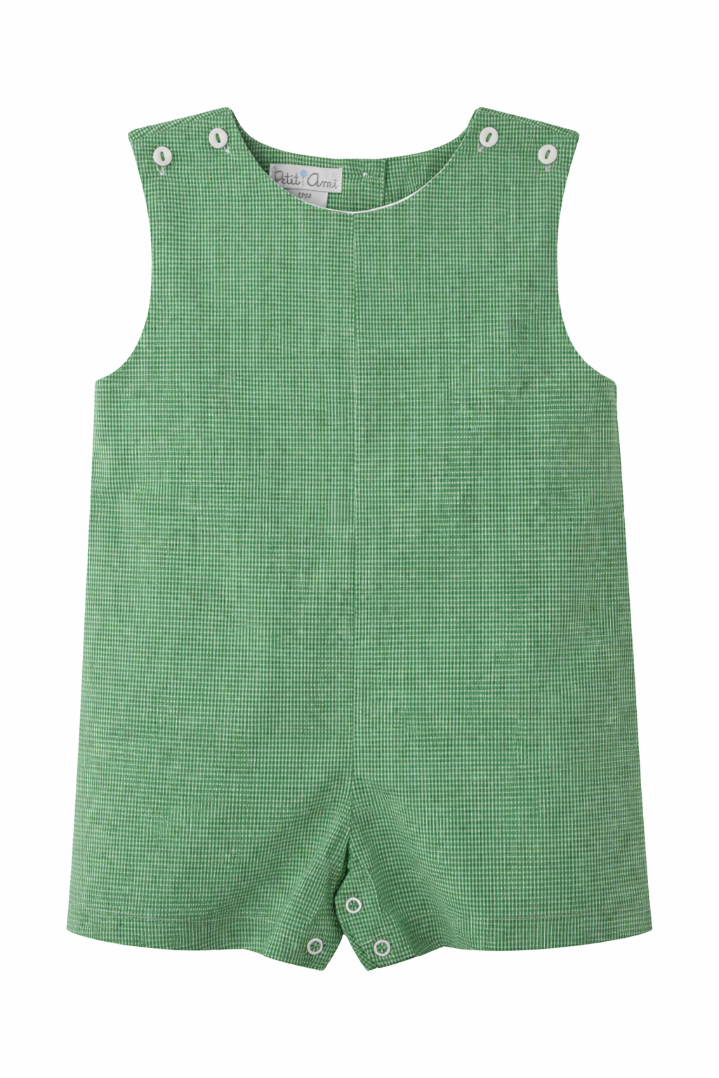 Petit Ami Green Monogram-Able Sunsuit with Shoulder tabs - Persnickety Shop