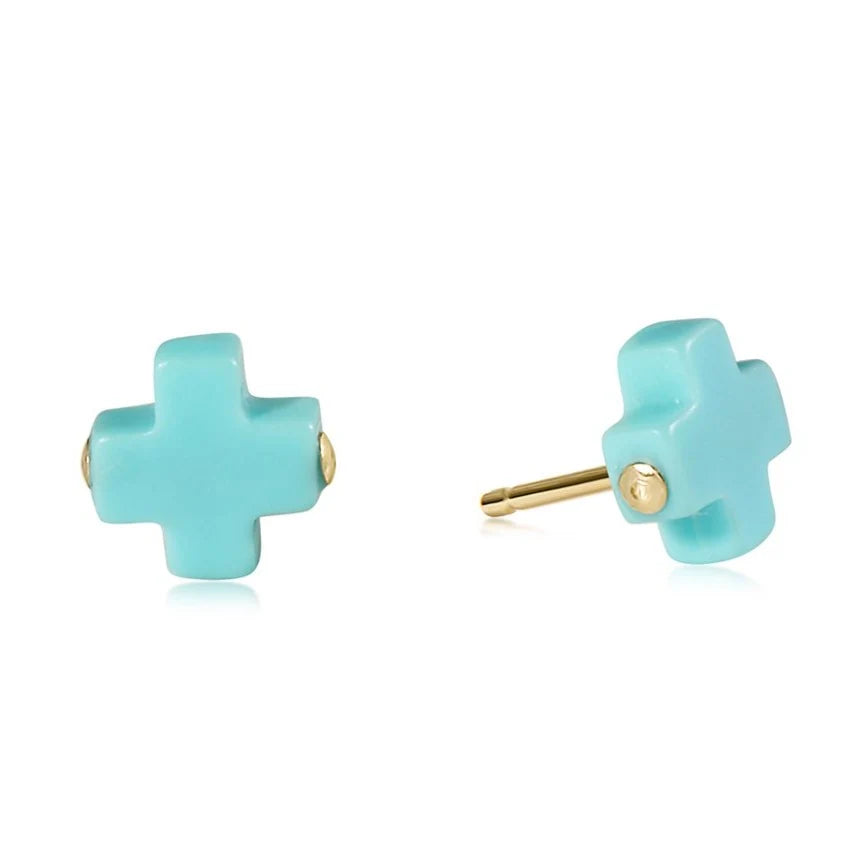 Enewton signature cross studs - turquoise