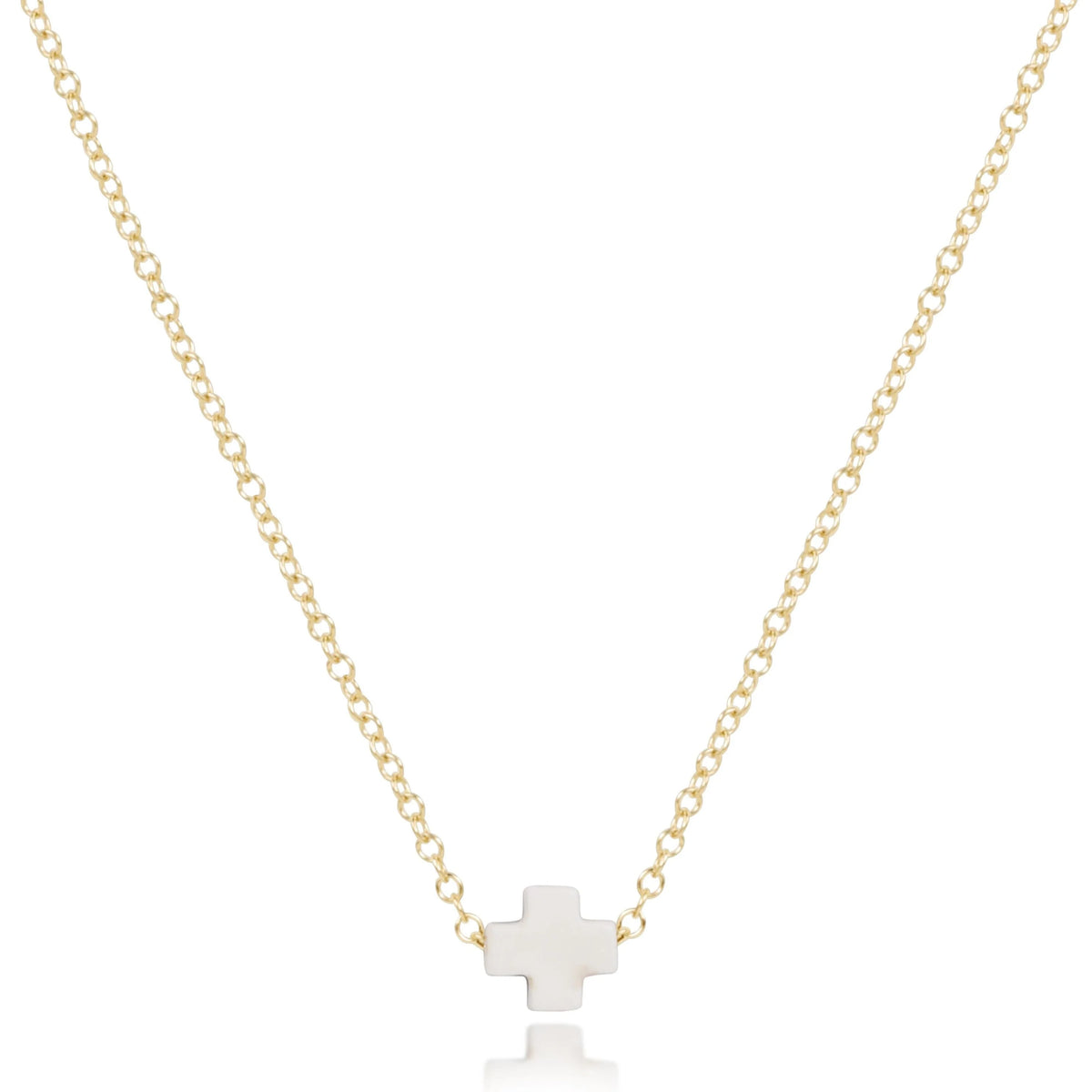 Enewton egirl 14" necklace gold - signature cross small off-white