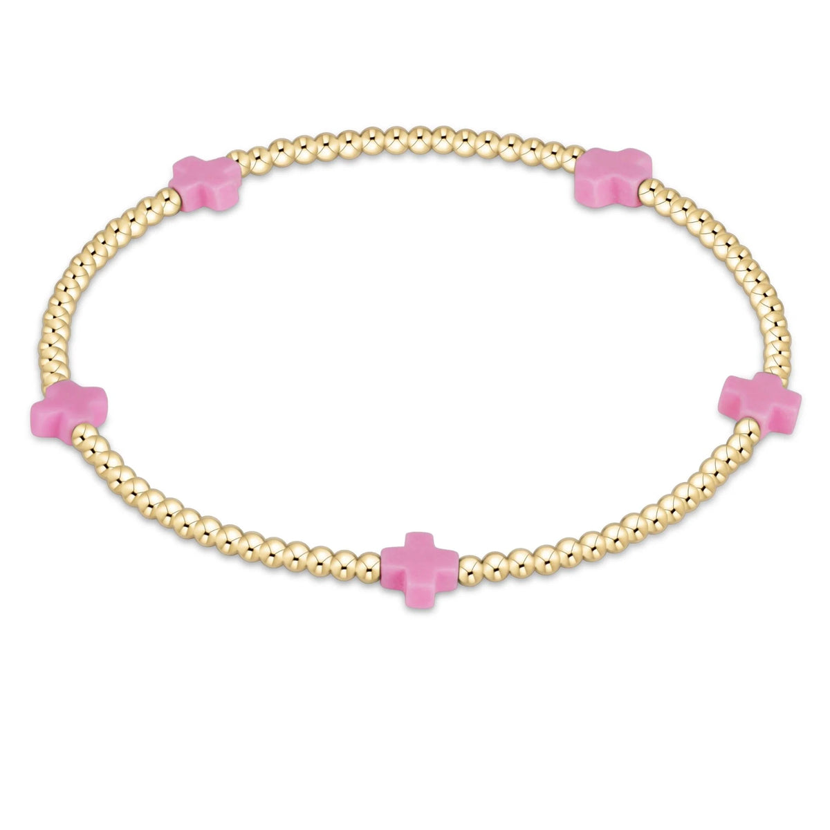Enewton signature cross small 2mm gold bracelet- bright pink