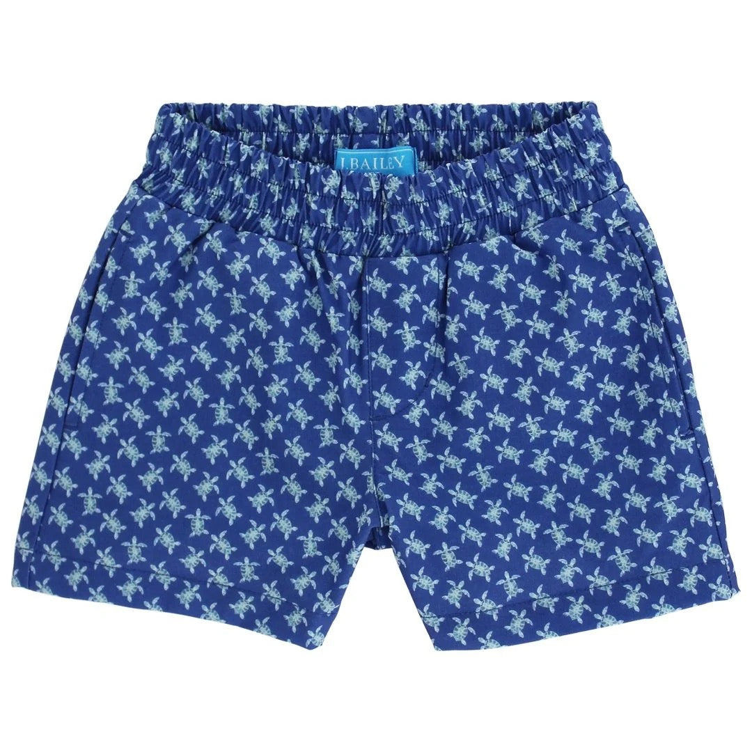 J.Bailey PERFORMANCE PULL ON SHORT, BLUE TURTLES - Persnickety Shop