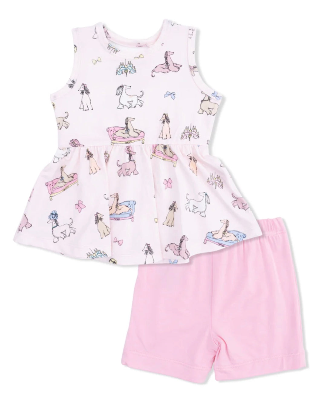 Angel Dear-Fancy Hounds with Bows Peplum Tank Top and Bike Short - Persnickety Shop