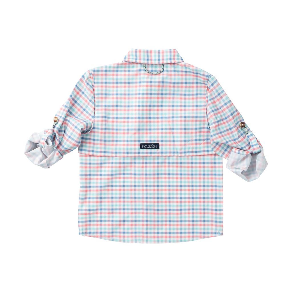 PRE ORDER PRODOH Long Sleeve Founders Kids Fishing Shirt Strawberry Ice Tide Point Plaid - Persnickety Shop