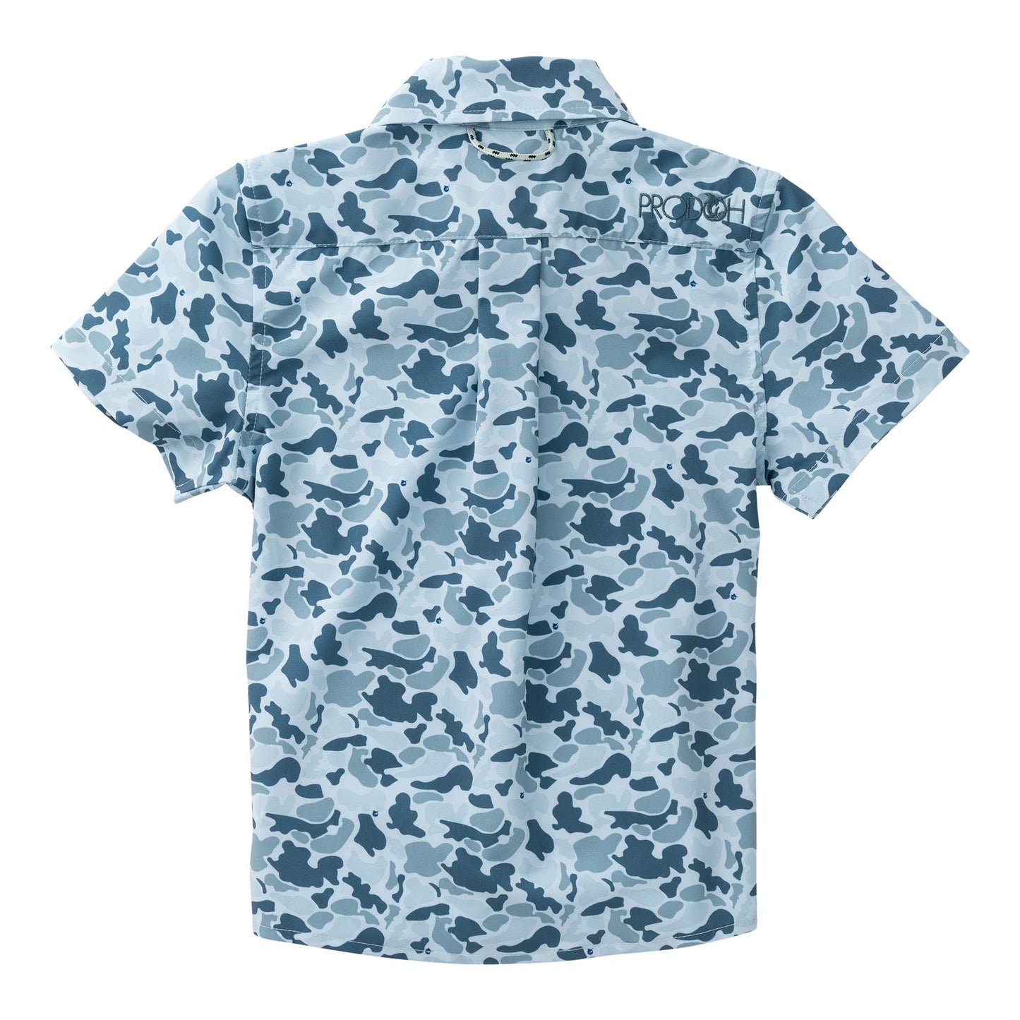 PRODOH Boy's Short Sleeve Button Down Shirt in Cool Blues Break Point Camo