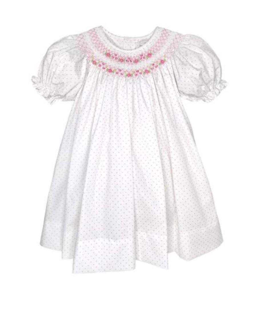 Petit Ami Pink Smocked Daisy Bishop Dress with Blooomers 6 Month