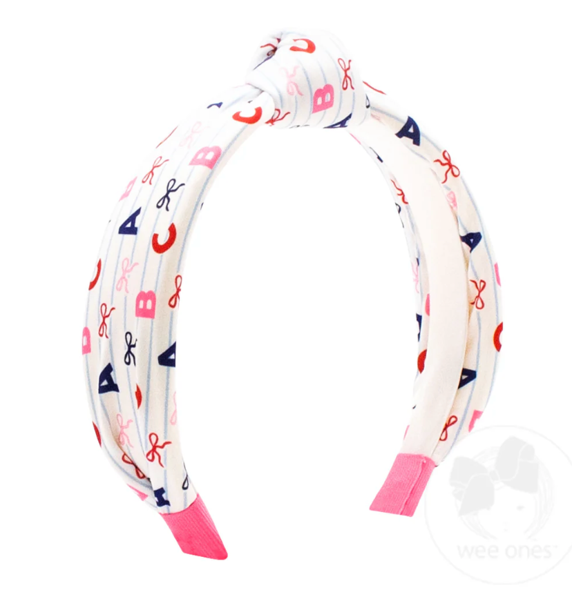 Back to School ABCs Print Knot Headband