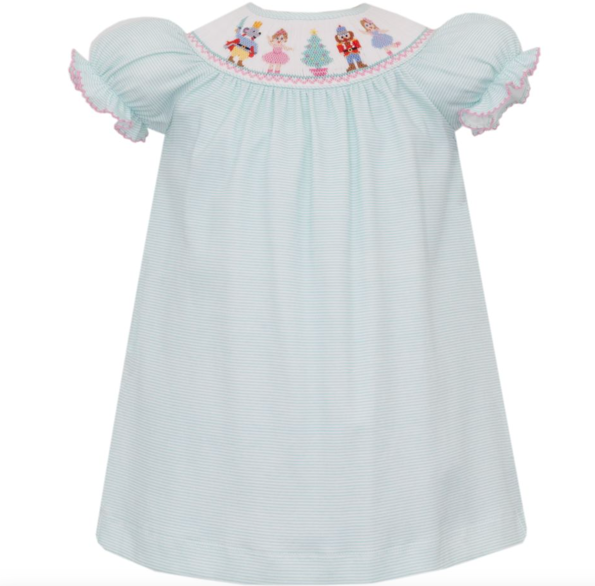 PREORDER Petit Bebe NUTCRAKER GIRL´S - Aqua knit stripe bishop w/insert