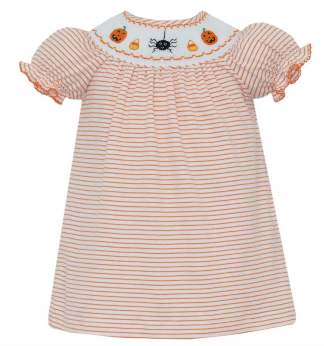 PREORDER Petit Bebe JACK o'LANTER GIRL´S - Orange knit stripe bishop w/insert
