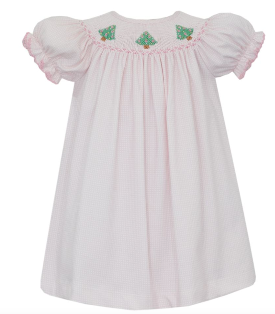 PREORDER Petit Bebe X´mas TREE GIRL´S - Pink check knit bishop S/S