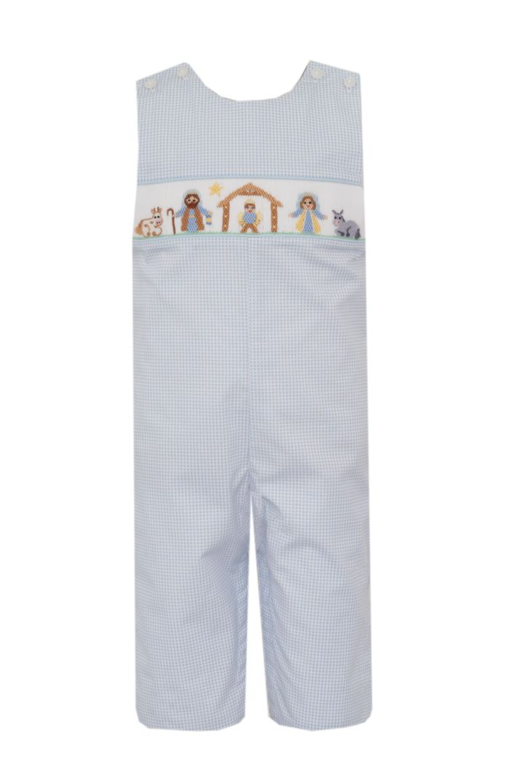 PREORDER Petit Bebe NATIVITY BOY´S - Blue check boy's long jon jon