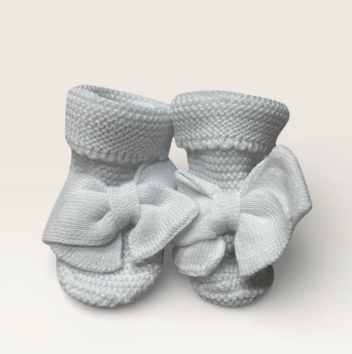 Mi Lucero Fold Over Booties with Bow White