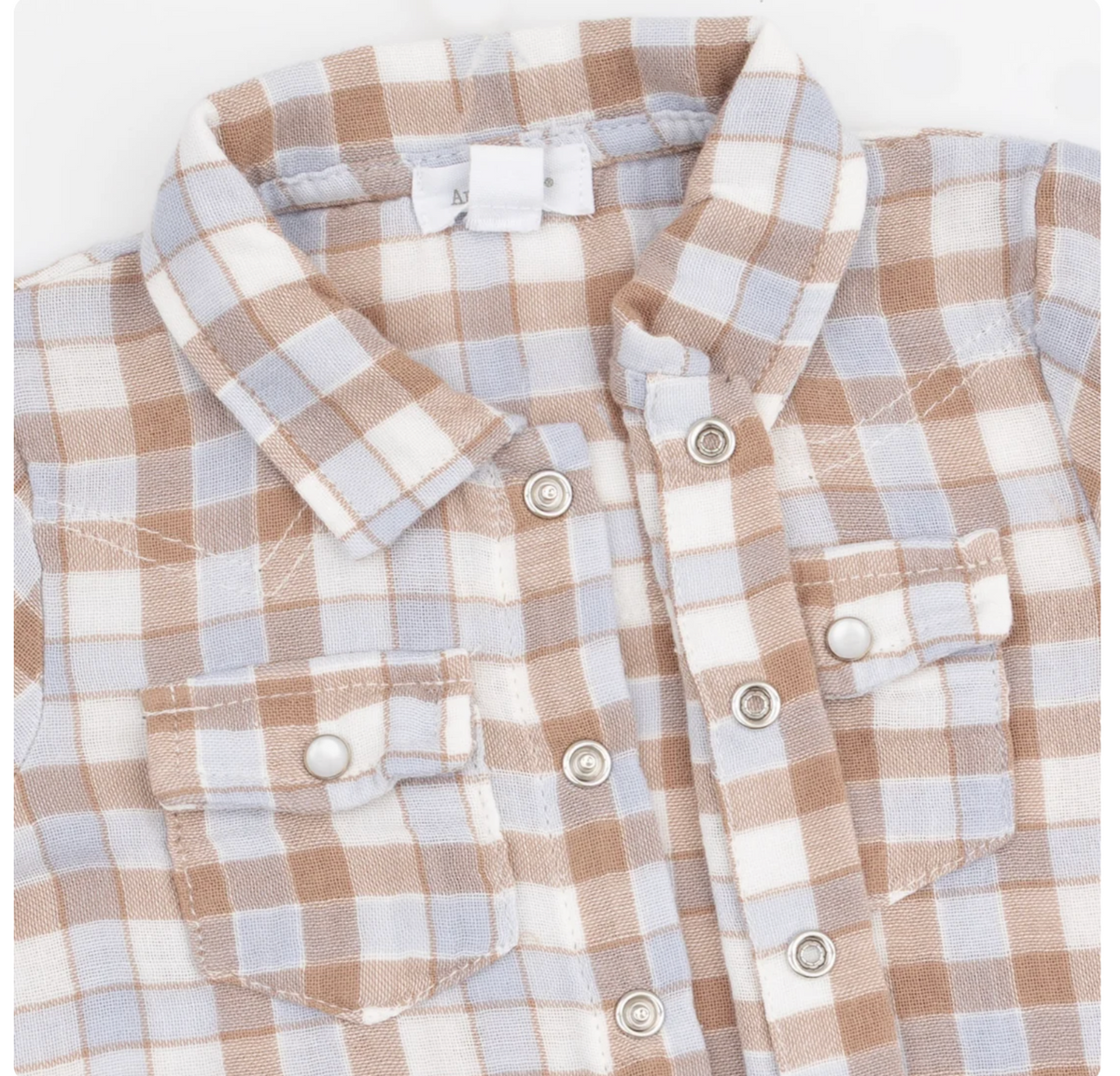 Angel Dear Western Plaid - Short Sleeve Western Pearl Snap Shirt