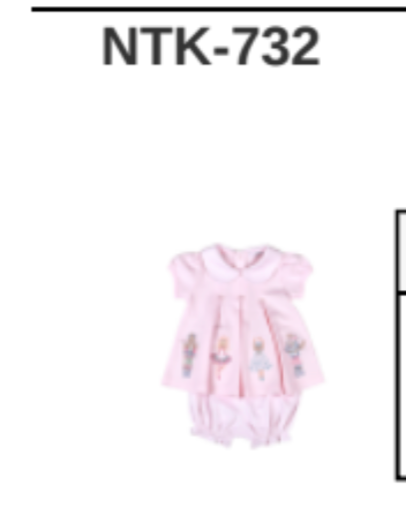 Baby Loren Pink Nutcracker Pima scalp collar Bloomers set