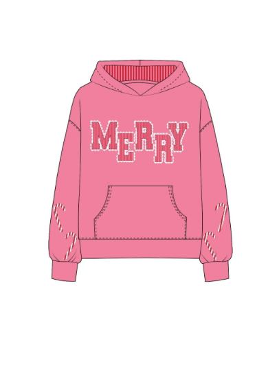 Simply Southern Girls Merry Pink Hooded Sweatshirt