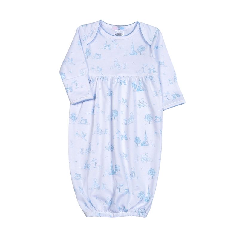 Baby Loren BLUE BABY TOILE PIMA BABY GOWN