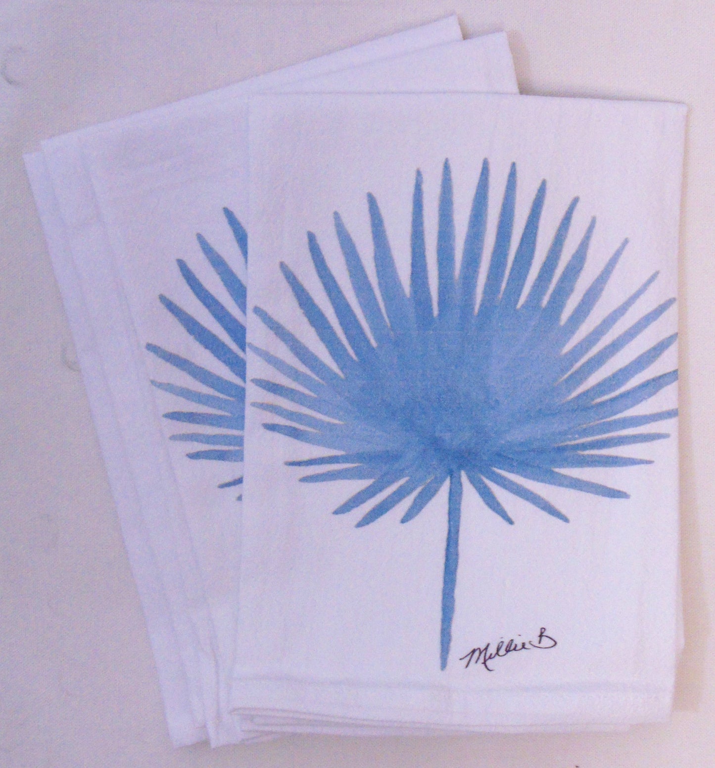 Limited Edition Blue Frond White Flour Sack Towel - Persnickety Shop