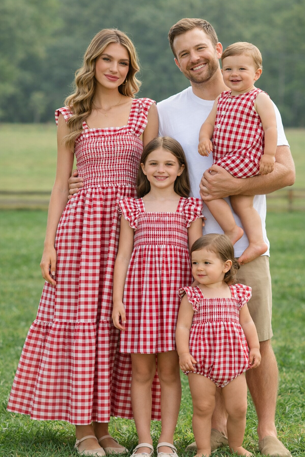 Summer Plaid Smocked Ruffle Girl Dress Sibling Outfits: 4 - Persnickety Shop