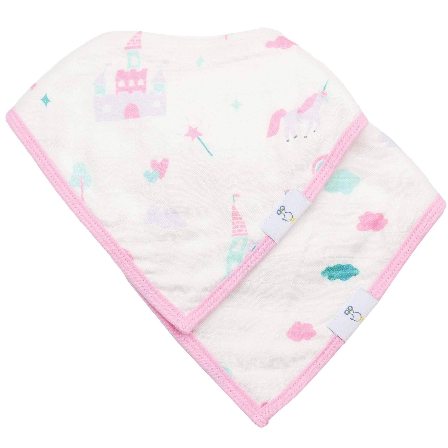 2 PK Muslin & Terry Cloth Bib Set Clouds/Castles - Persnickety Shop