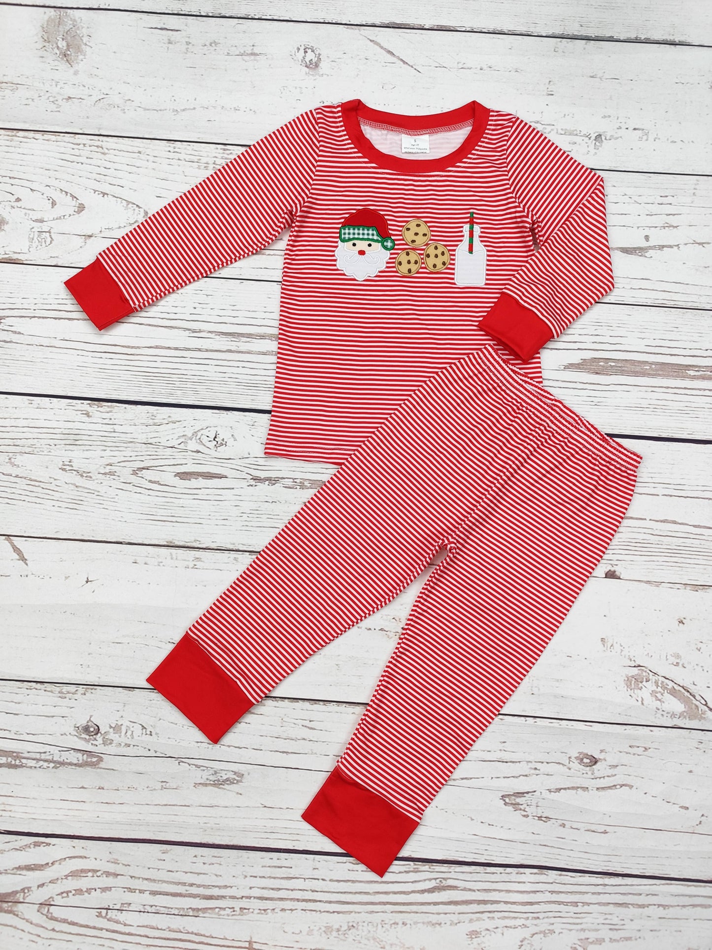 Santa's Milk & Cookies Appliqué Boys Pajamas: 3-6M - Persnickety Shop