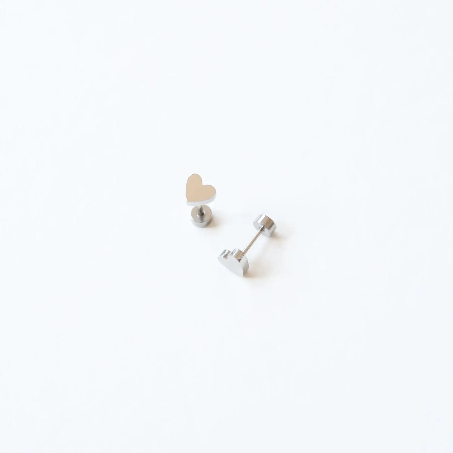 Heart Stud Earrings - Hypoallergenic, Flat Back, Girl Gift: Gold